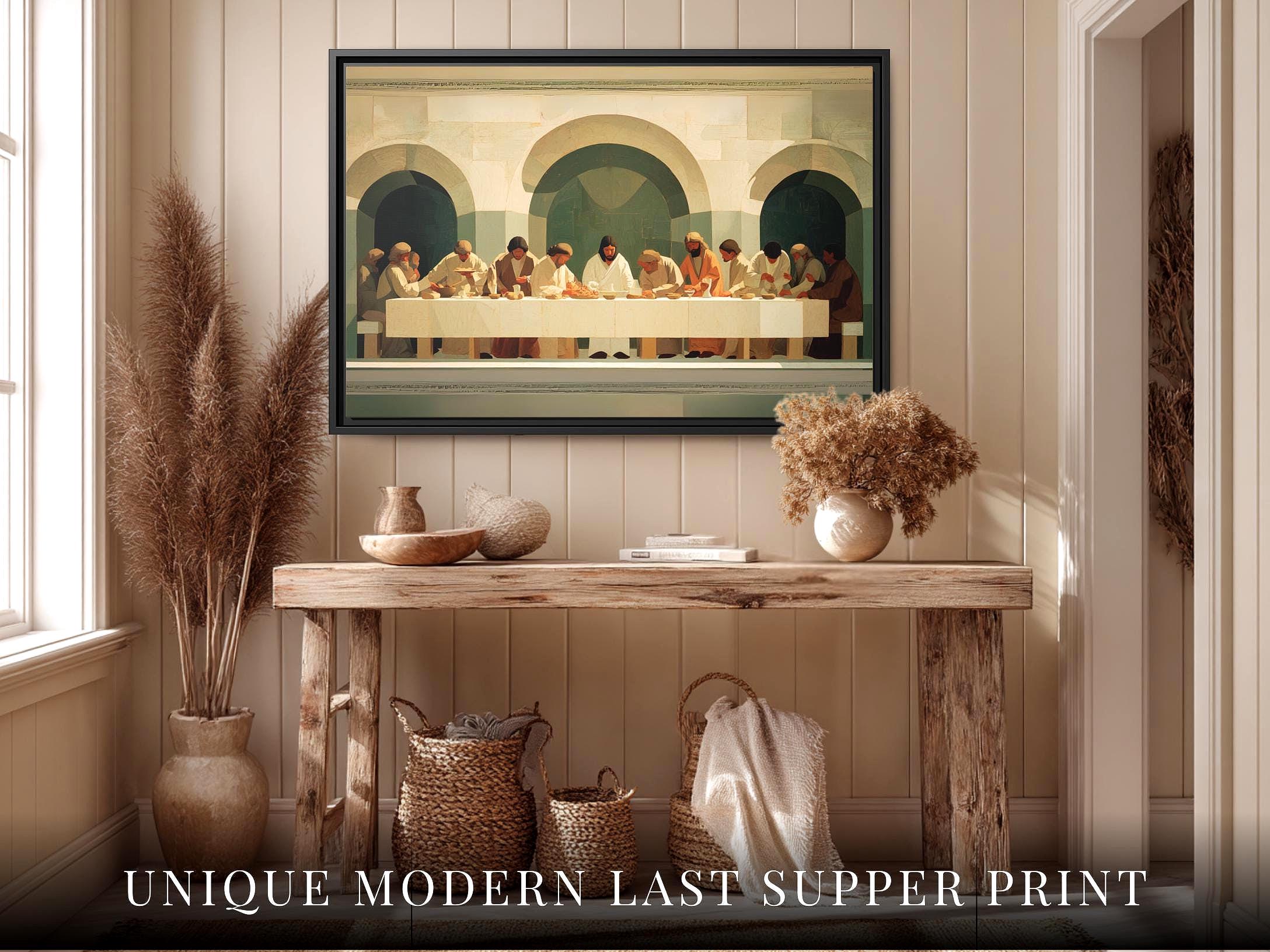 Rustic Last Supper Vintage Last Supper Wall Art Print, Framed Jesus Canvas, Rustic ...