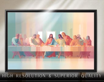 Framed Wall Art Print The Last Supper Minimalist Art, Jesus Christian Canvas, , Modern Faith Based Religious Wall Decor, Christian Home Gift