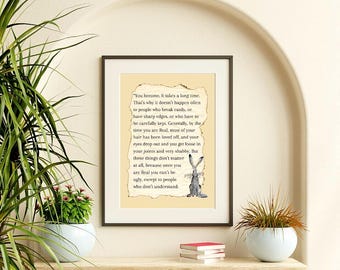 Velveteen Rabbit Quote Wall Art – Storybook Watercolor Print – Nursery, Playroom or Kids Room Decor – Giclée Canvas Gift, Reading Nook Decor