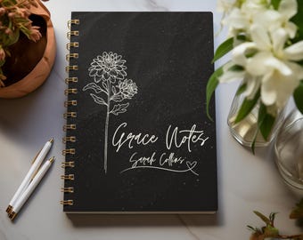 Personalized Birth Flower Devotional Sermon Notes Journal: Grace Notes, Verse map scriptures, Church Notes, Gift for Mom, Confirmation Gift