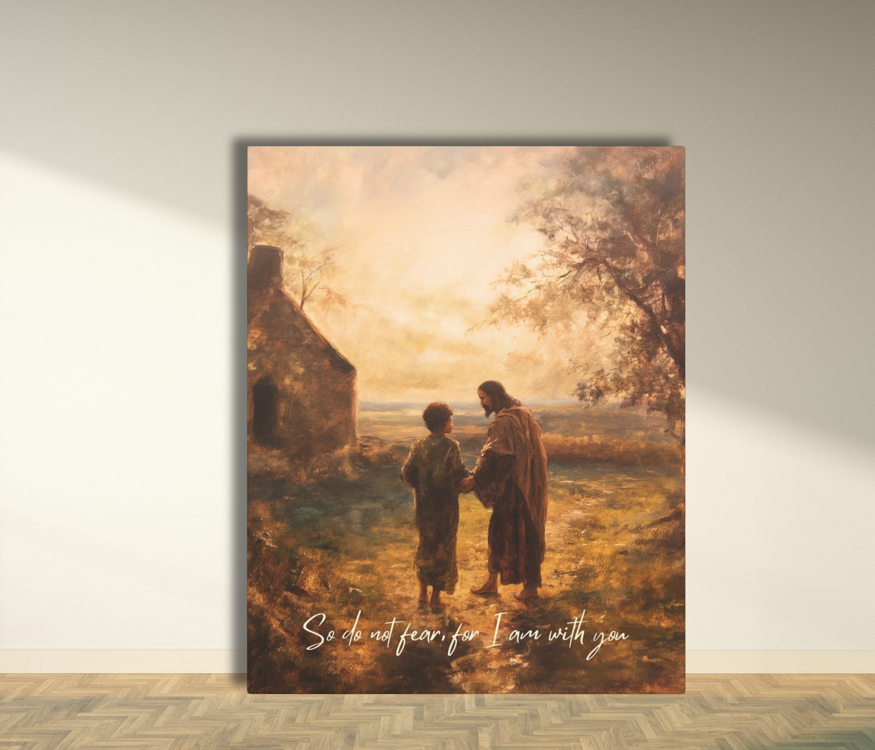 Christian Bible Verse Wall Art Canvas Print - Inspirational 'Do Not Be Afraid, For I Am With You' Quote
