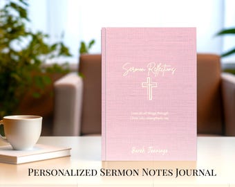 Personalized Bible Study Journal for Women, Sermon Notes, Guided Devotional, Verse Mapping Prayer Journal Christian Gift for Mom or Daughter