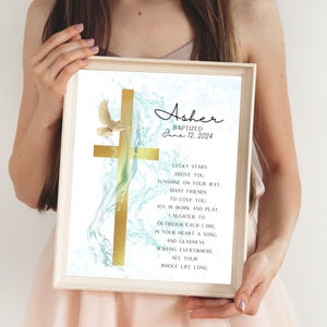 Boy Baptism Dedication Gift, Personalized PRINTABLE, Baby Boy Gift, Nursery Wall Art, Godchild Baptism Sign, Nursery Decor, Christening Gift