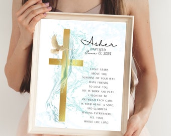 Personalized Baby Girl Baptism Gift - Printable Nursery Wall Art, Dedication Sign, Baptism Print, Godchild Baptism Sign, Dedication Gift