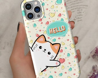Funda personalizada para iPhone con diseño de gatito kawaii, funda personalizada para teléfono, fundas para Google Pixel y Samsung Galaxy, funda personalizada para teléfono con diseño de anime, personalizada, iPhone 13