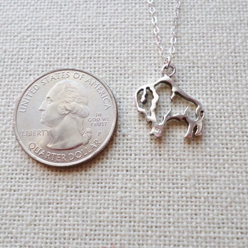 Bson Necklace Slver Buffalo Charm Necklace Anmal Charm | Etsy