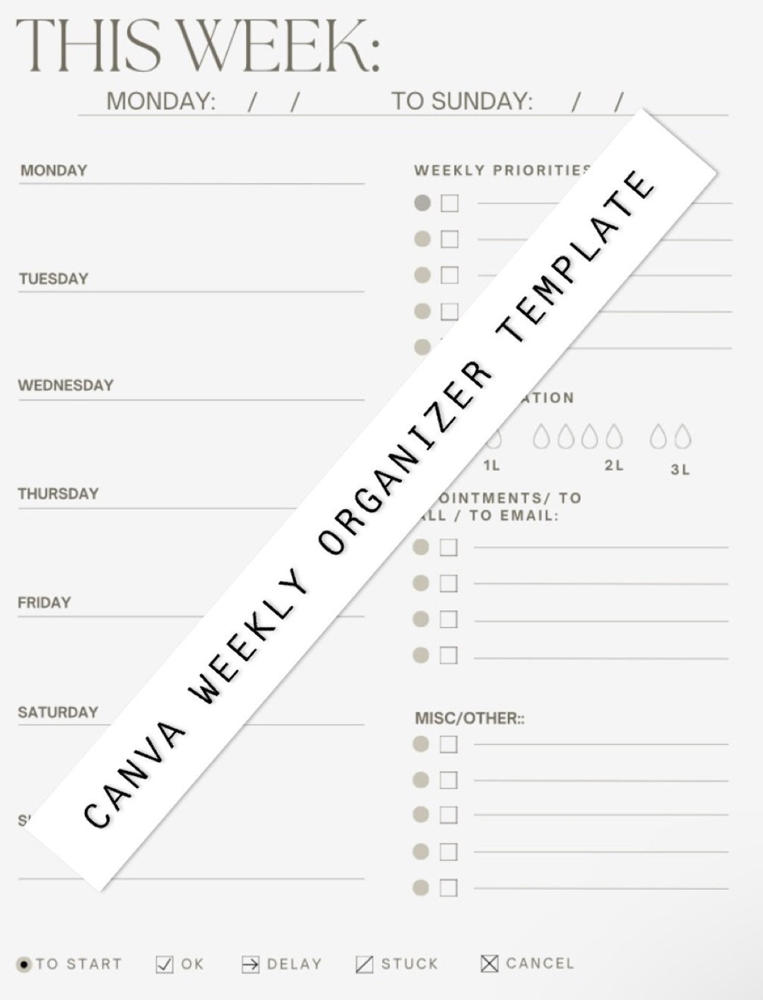 Canva Weekly Planner Template - Etsy