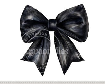 Coquette Black Fur Bow |  PNG | Pretty | Preppy Ribbon | Watercolor | Boojee | Cute Halloween | Digital Download | Girly Girl | Sublimation