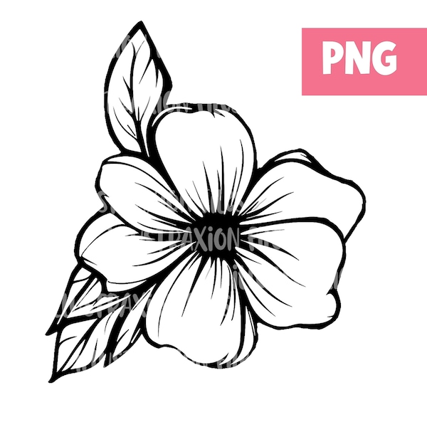 6 Black and White Floral Clipart Set | PNG | Shabby | Vintage Flowers | Embellishments | Graphic | Illustration |  Leaves | Digital Download