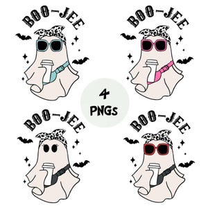 4 Boojee Ghosts | PNG | Starbucks Lover | Designer Sunglasses | Leopard Print | Lululemon Crossbody | Cute Bat Halloween | Digital Download