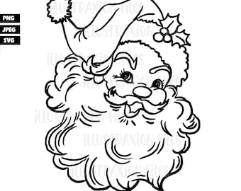 4 Vintage Santa | PNG  SVG  JPG | Set | Sublimation | Trending | Christmas | Santa Face | Santa Claus | Retro  Old School | Digital Download