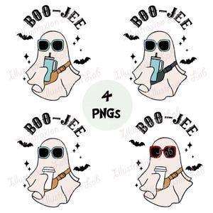 4 Boo-jee Ghosts | PNG | Coffee Lover | Designer Sunglasses | Crossbody | Stanley Lover | Cute Halloween | Trendy Fall | Digital Download