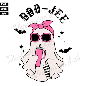 Boojee Ghost / PNG / SVG / JPG / Stanley Cup / Rosa / Lindo / Gafas de sol de diseñador / Sephora / Boo-jee / Halloween / Otoño / Descarga digital