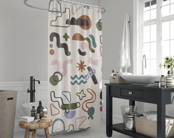 Kids Bathroom Shower Curtain Kids Bathroom Decor Modern Bathroom Decor for Kids Room Abstract Art Print Shower Curtain Modern Design for Kid