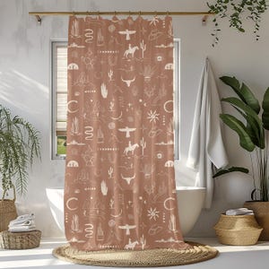 christmas gift, western bath curtain gift for family, nature lover new home gift wild west cowboy cowgirl rustic bath shower decor scenic stylish desert decor housewarming present, cactus desert horse mountain snake shower tub curtain bull head