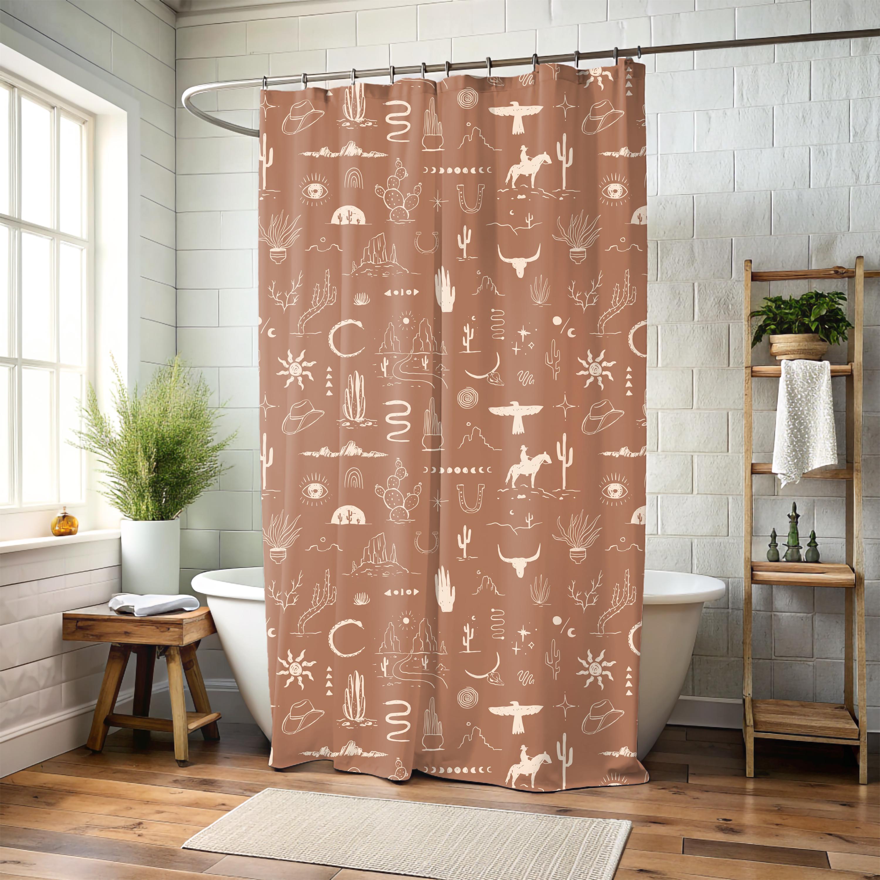 Western Decor Wild West Shower Curtain, Boho Cowboy Cowgirl Bathroom