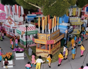 Puesto de comida de feria a escala HO