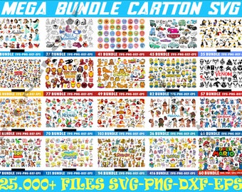 25000+ Mega Cartoon Svg Bundle, Cartoon Mega Png, Silhouette, Cricut, Cartoon Characters Mega Bundle Svg