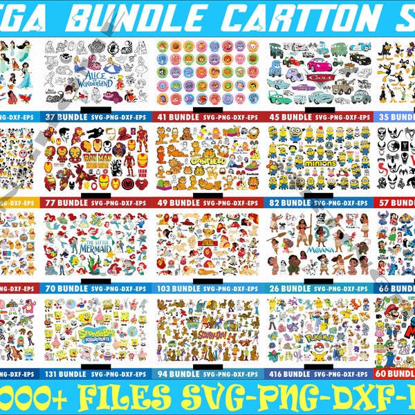 25000+ Mega Cartoon Svg Bundle, Cartoon Mega Png, Silhouette, Cricut, Cartoon Characters Mega Bundle Svg