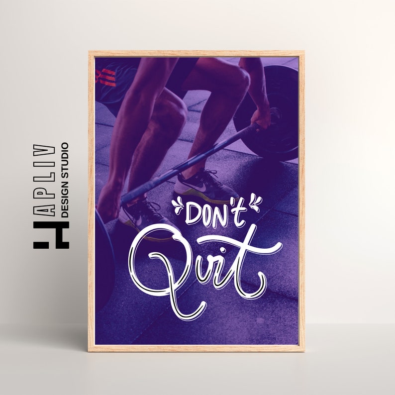 Don't Quit | Digital purple white curly text poster