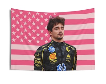 Charles Leclerc Pink American Flag Tapestry, esthetische kamerinrichting, grappige kamerinrichting, Charles Leclerc cadeau