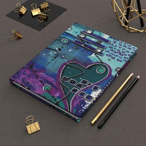 Hardcover Journal - Lined | Abstract Art  - &quot;Retro Love&quot; | Original Artwork | Retro / Funky Style Diary | 5.75 x 8 inches