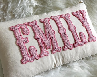 Almohada personalizada con nombre – Almohada personalizada con aguja perforadora, decoración para la habitación de bebé niña y habitación infantil