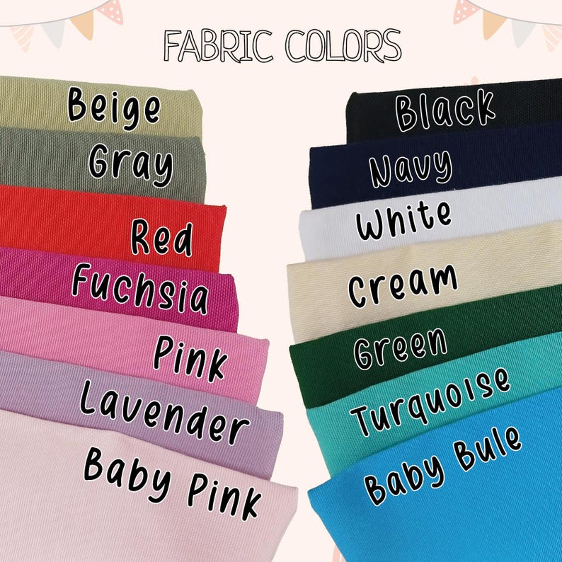 Custom punch pin pillow color chart - Soft cotton pillows available in Baby Pink, Baby Blue, White, Cream and more.