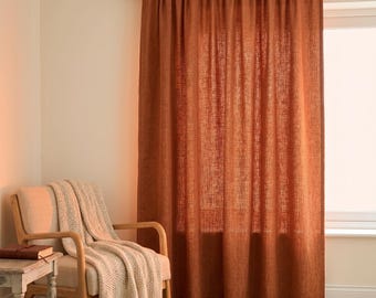 Heavy Linen Curtains, Natural Linen Drapes, Light Filtering Curtain Panels, Boho Window Treatments for Living Room