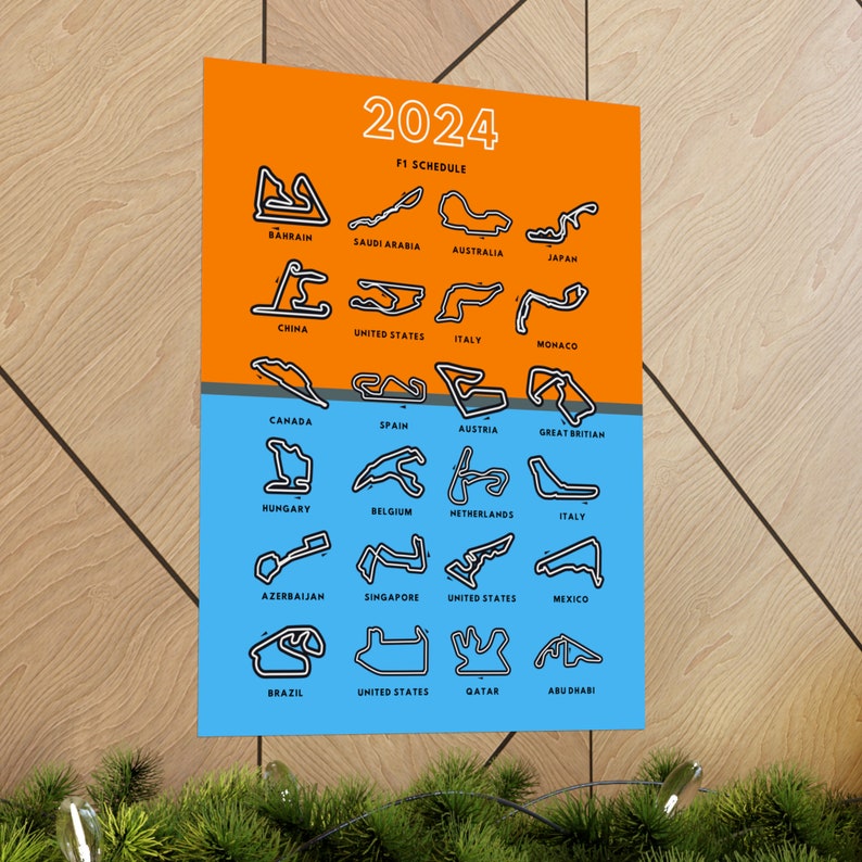 2024 F1 Schedule Poster Formla 1 Wall Art Print Etsy