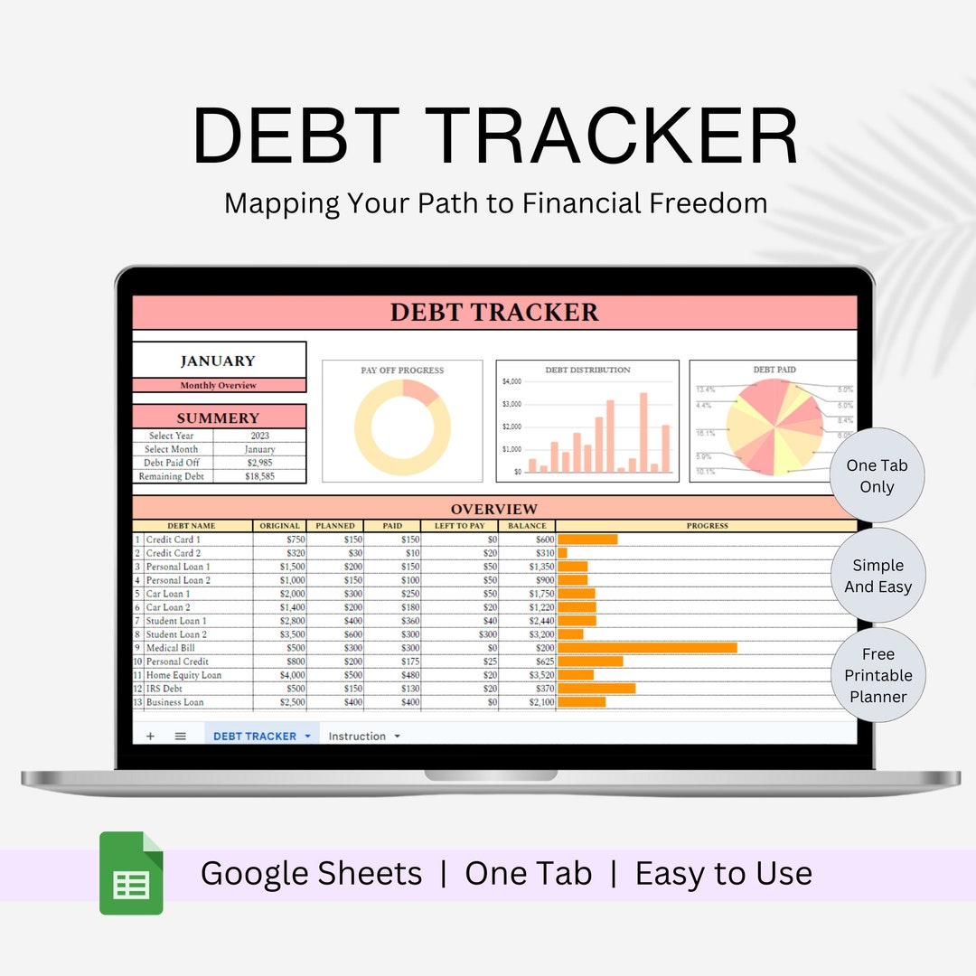 Debt Tracker Spreadsheet, Debt Snowball Tracker, Debt Snowball