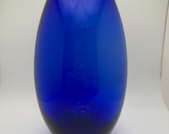 Cobalt Blue Art Glass Vase 10"