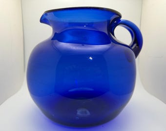 Cobalt Blue Glass Pitcher