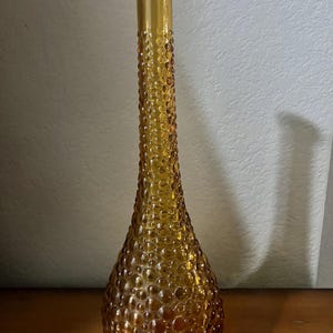 Amber Empoli Hobnail Bottle 15.5&quot; (No Stopper)