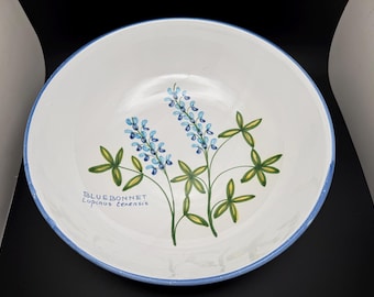 Italian Hand Painted Bluebonnet Bowl 10.75"