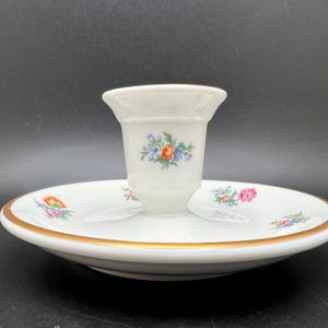 Porcelain Floral Candlestick Holder