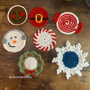 Handmade Crochet Christmas Coasters, Set of Coasters, Christmas Home Decor Gift Idea, Christmas Charm, Xmas Party Decor, Ornament