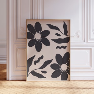 Abstract Botanical Floral Art, Moody Botanical Art, Neutral Botanical, Beige Black Wall Art, Minimalist Digital Print, Downloadable Art