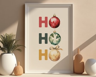Ho Ho Ho väggkonst | Utskrivbar jul | Semestertryck | Julaffisch | Typografisk jul | Utskrivbar väggkonst | Digital nedladdning