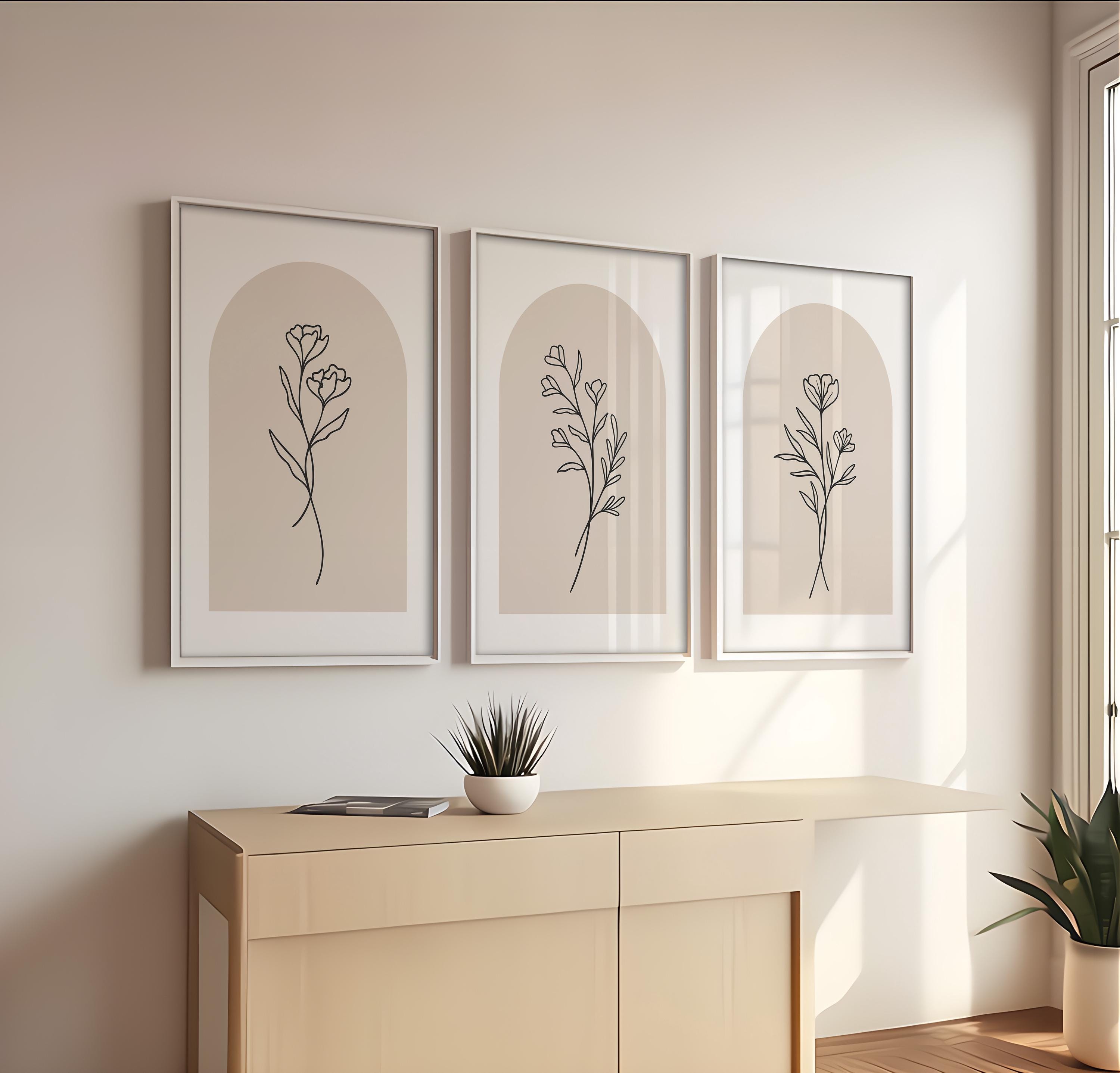 Minimalist Flower Line Art Prints: Set of 3 (digital Download) - Etsy