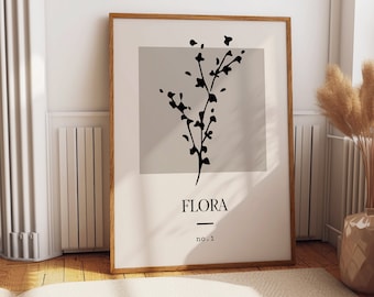 Abstract Botanical Digital Download, Beige Black Wall Art, Neutral Botanical Beige Printable Art, Floral Illustration Botanical Poster