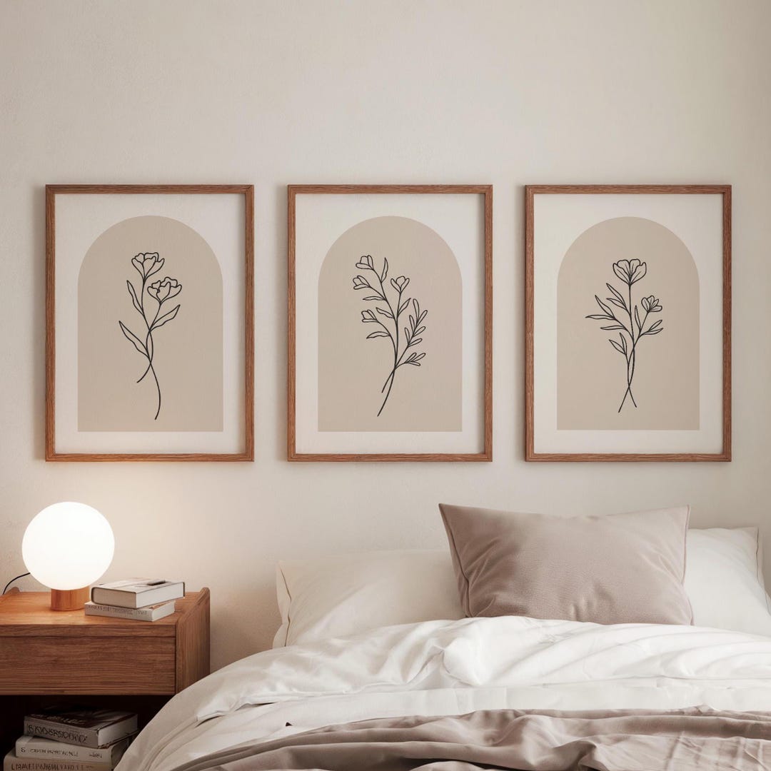 Minimalist Flower Line Art Prints: Set of 3 (digital Download) - Etsy