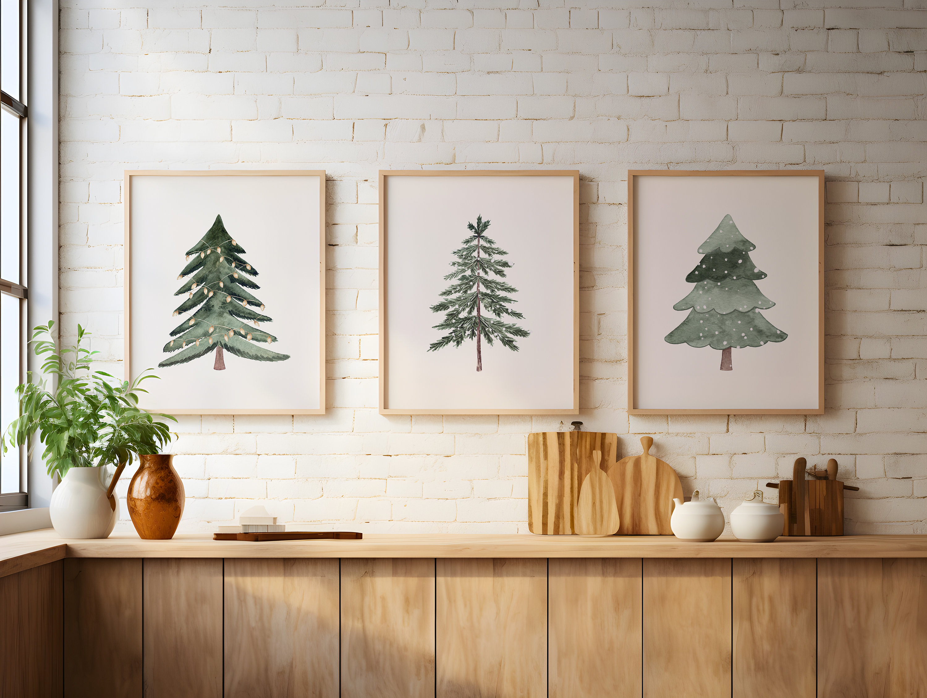 Christmas Tree Prints Set of 3 | Pine Tree Botanical Art | Printable ...