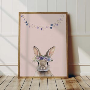 Vintage Easter Bunny Print: Muted Spring Cottagecore Wall Art (Digital Download)