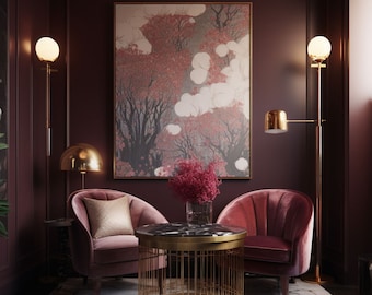 Art Deco Wall Art Mockup, Customizable Frame, Photoshop, Photopea, Canva, Luxury Stylish High-end Interior Living Rooms