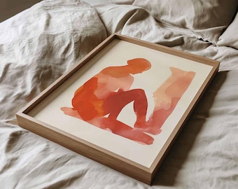 4x5 frame wall art mockup: Vertical thin light wood frame, PSD template, Photoshop, Photopea, Canva