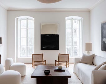 Modern Wall Art Mockup, PSD Template, Customizable Frame, Photoshop, Photopea, Canva, Luxury Stylish High-end Interior Living Rooms