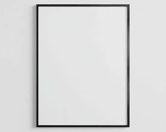 3x4 frame wall art mockup: Vertical thin black frame, PSD template, Photoshop, Photopea, Canva