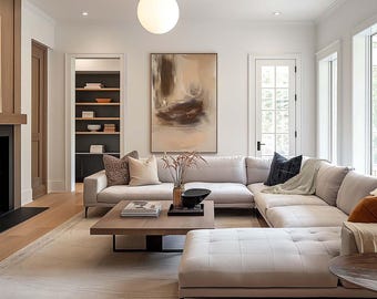Modern Wall Art Mockup, PSD Template, Customizable Frame, Photoshop, Photopea, Canva, Luxury Stylish High-end Interior Living Rooms
