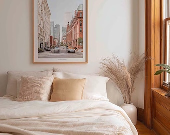 Bedroom Wall Art Mockup, PSD Template, Customizable Frame, Photoshop, Photopea, Canva, Luxury Stylish High-end Interior Living Rooms